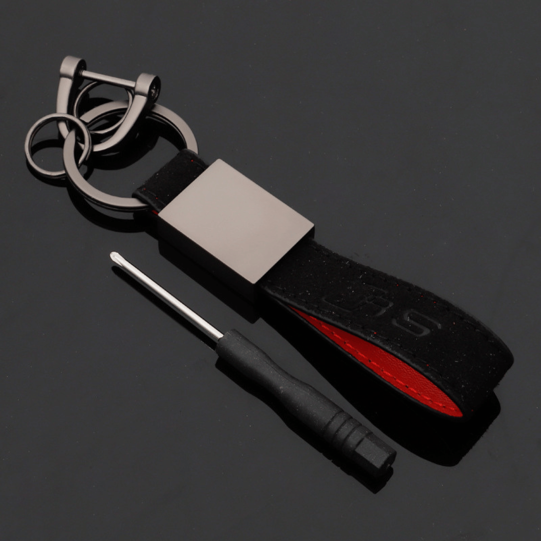 Black RS suede keychain