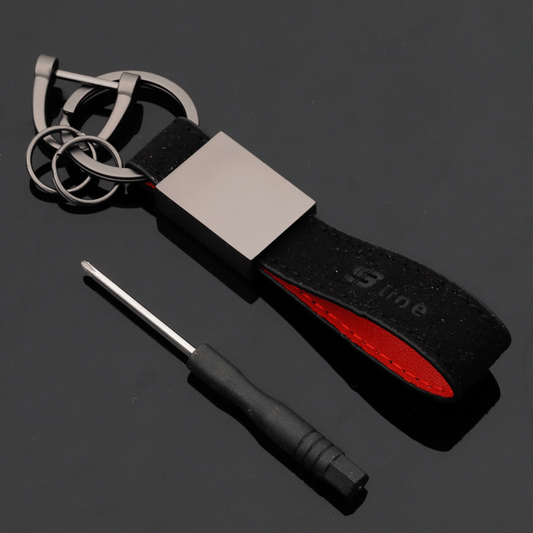 Black S line suede keychain