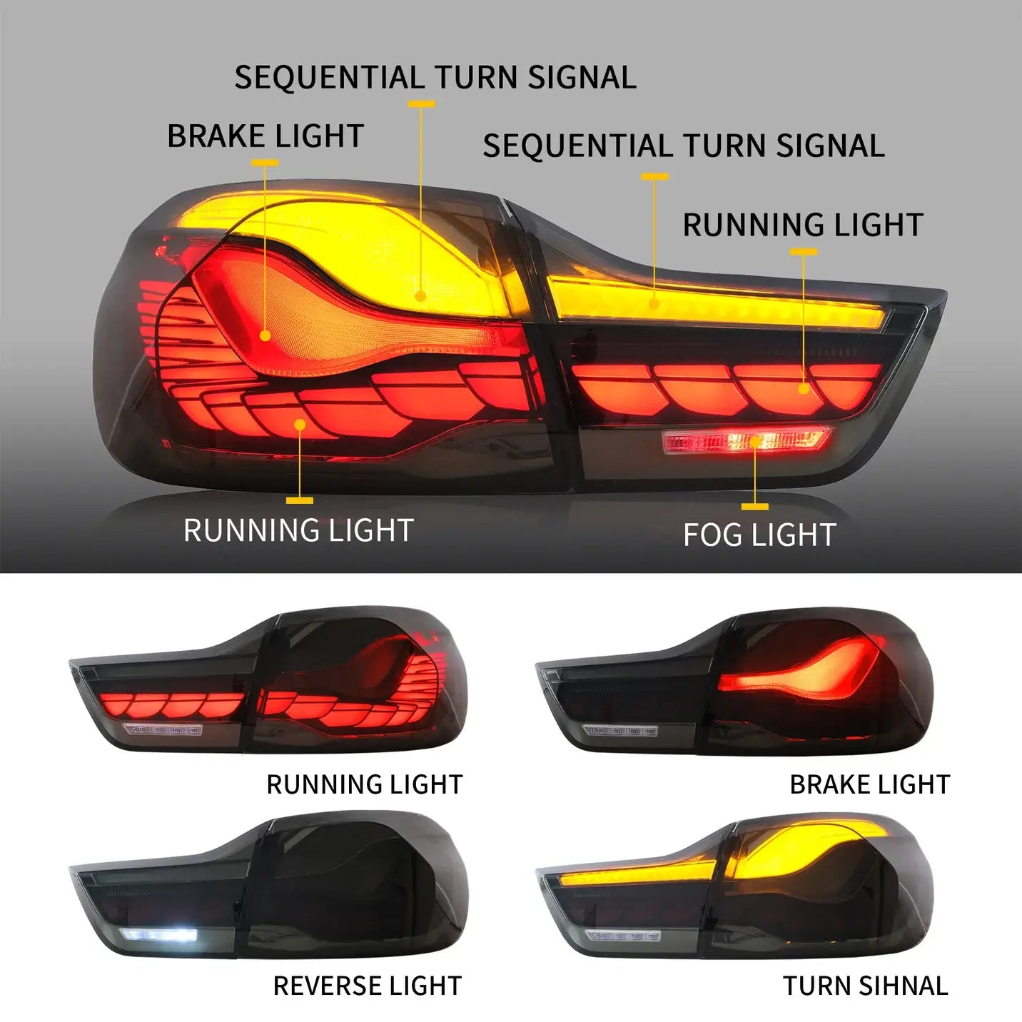 VLand F32/82 OLED GTS Tail Lights Smoked